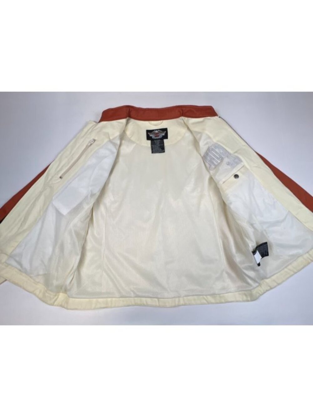 Harley Davidson Women L Vintage Y2K Cream Racing Jacket An American Legend Mesh - Picture 7 of 13
